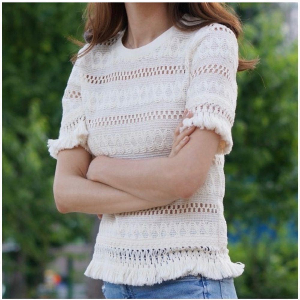 H&M Boho Crochet Fringe Top